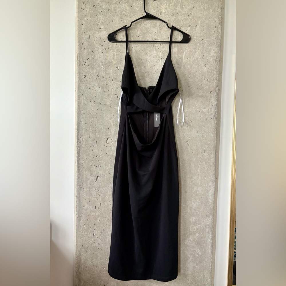Lulus Black Criss Cross Front Cutout Dress - Size XL